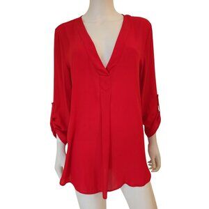Lush Classic Red V-Neck Blouse